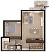 Anthem PDX Urban 1 Bedroom Floor Plan